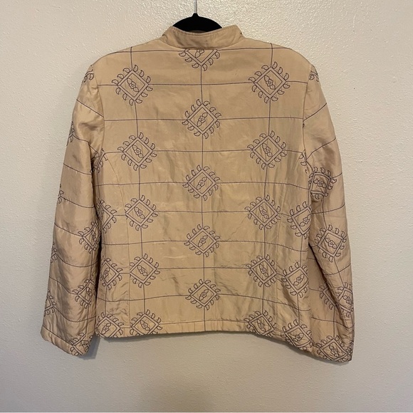 Vintage Christina Hope Silk Quilted Jacket Embroidered Detail Size Medium Button - Picture 4 of 6